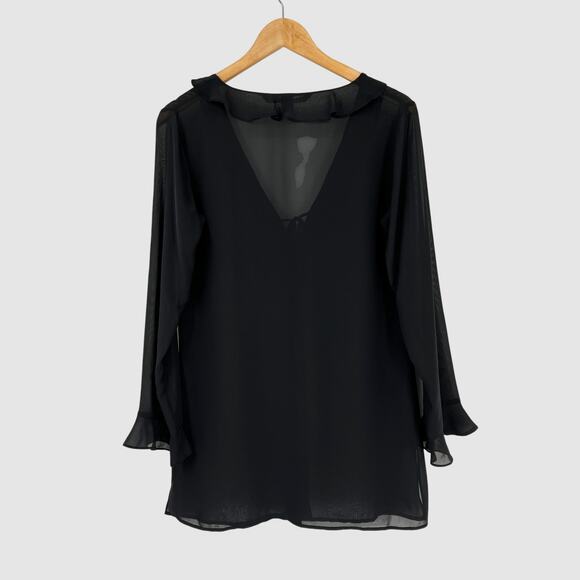 Y2k Vintage Victoria’s Secret Black Whimsigoth Sheer Ruffle Blouse Top Small - Picture 2 of 5